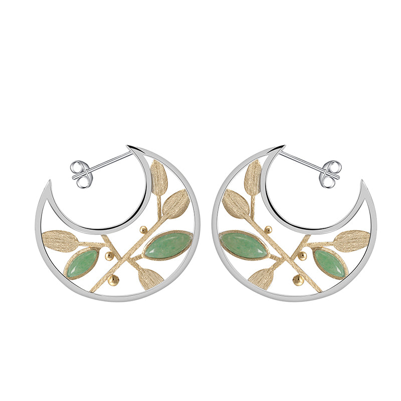 Sterling Silver Air Leaves Hoop Earrings