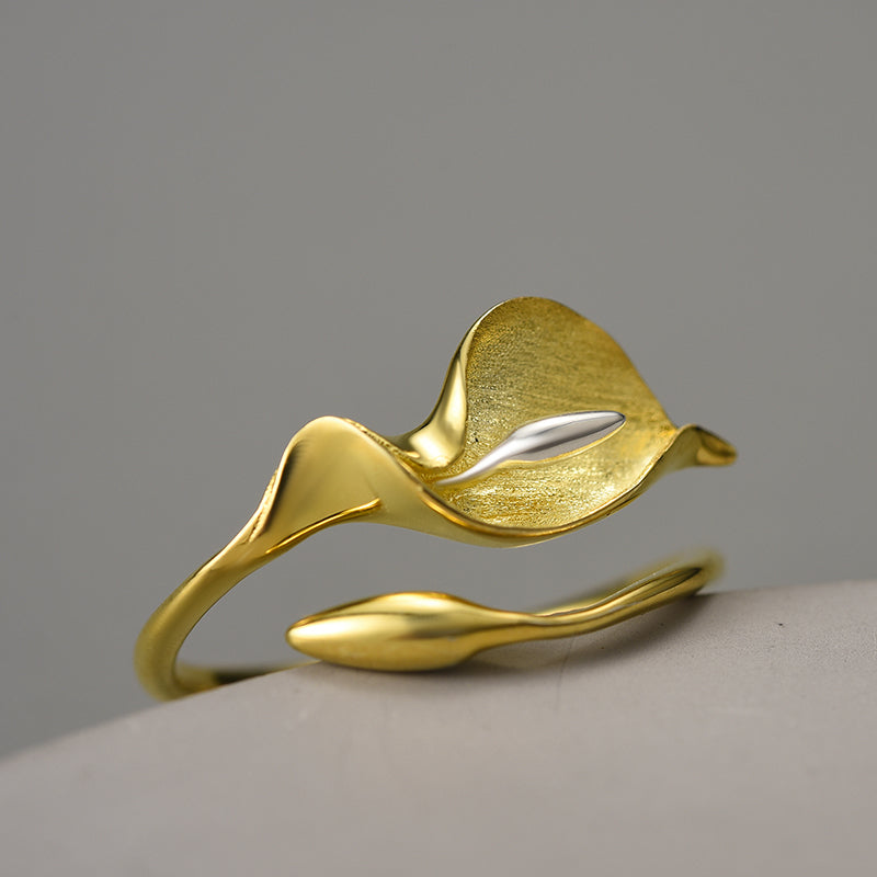 Sterling Silver Calla Lily Flower Adjustable Ring