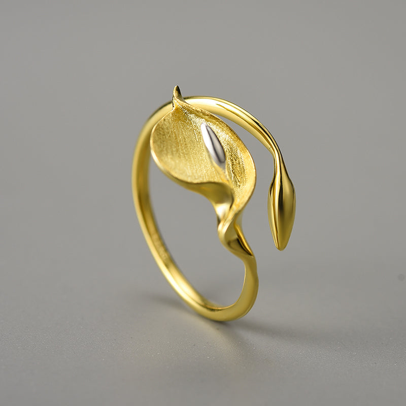 Sterling Silver Calla Lily Flower Adjustable Ring