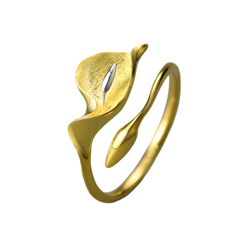 Sterling Silver Calla Lily Flower Adjustable Ring