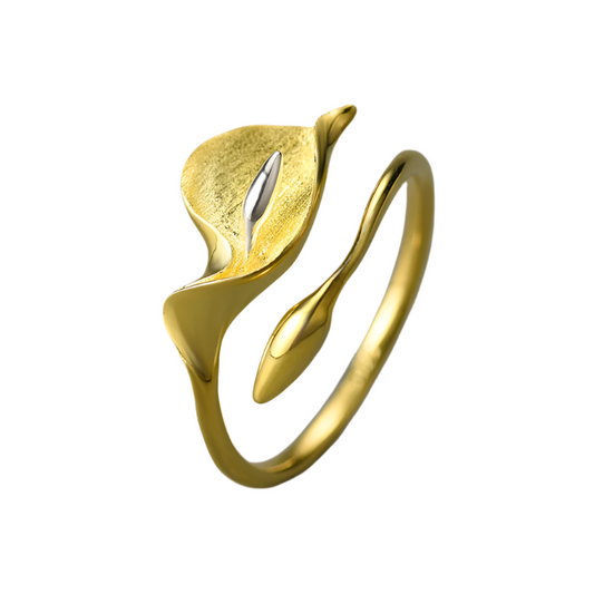 Sterling Silver Calla Lily Flower Adjustable Ring
