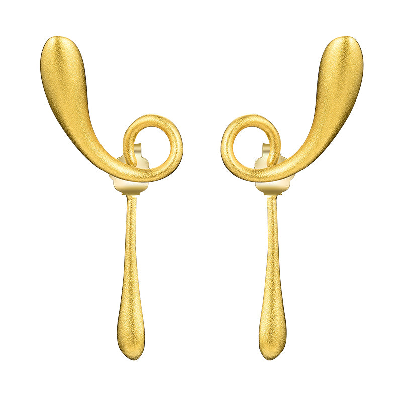 Sterling Silver Abstract Fleeting Years Twist Motionless Drop Stud Earrings