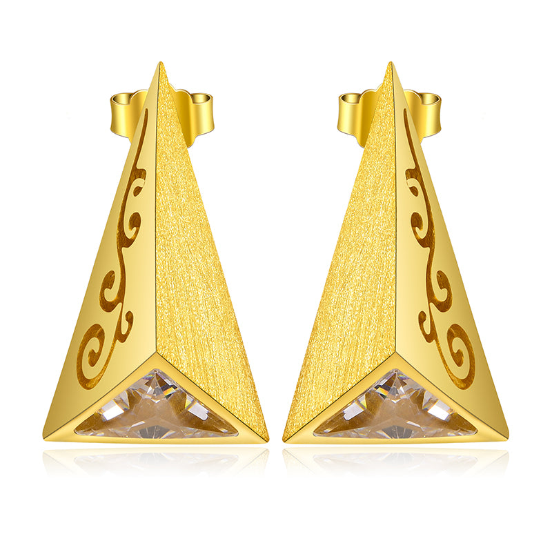 Sterling Silver Delicate Pyramid Stud Earrings