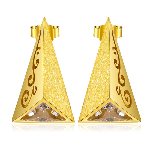 Sterling Silver Delicate Pyramid Stud Earrings