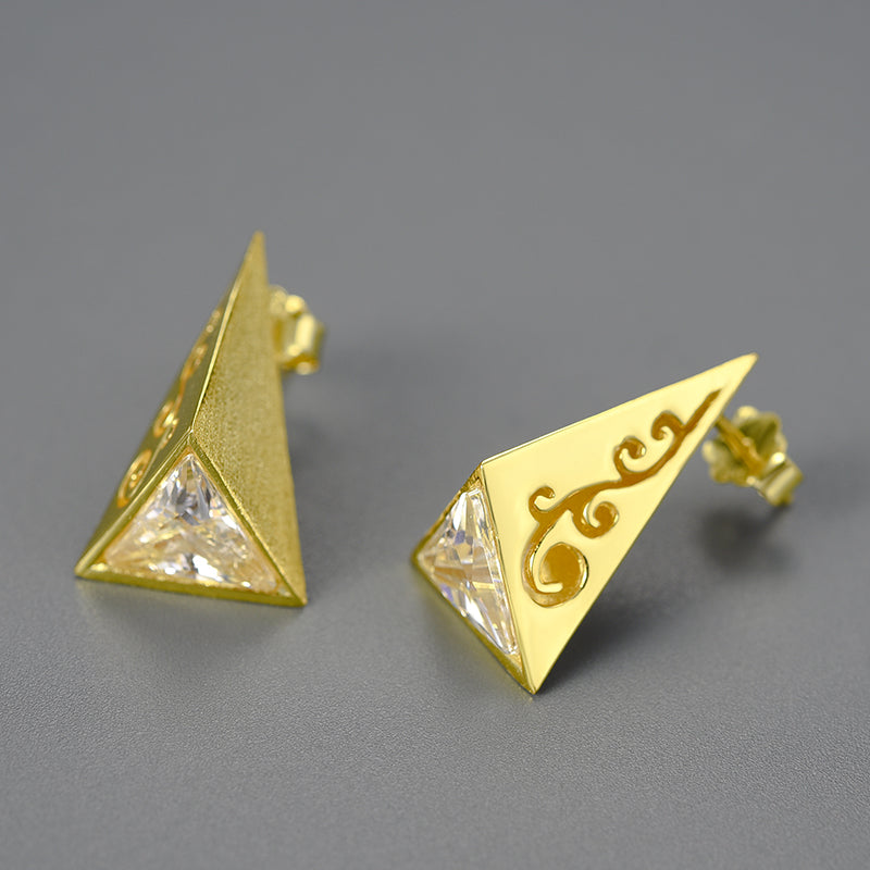 Sterling Silver Delicate Pyramid Stud Earrings