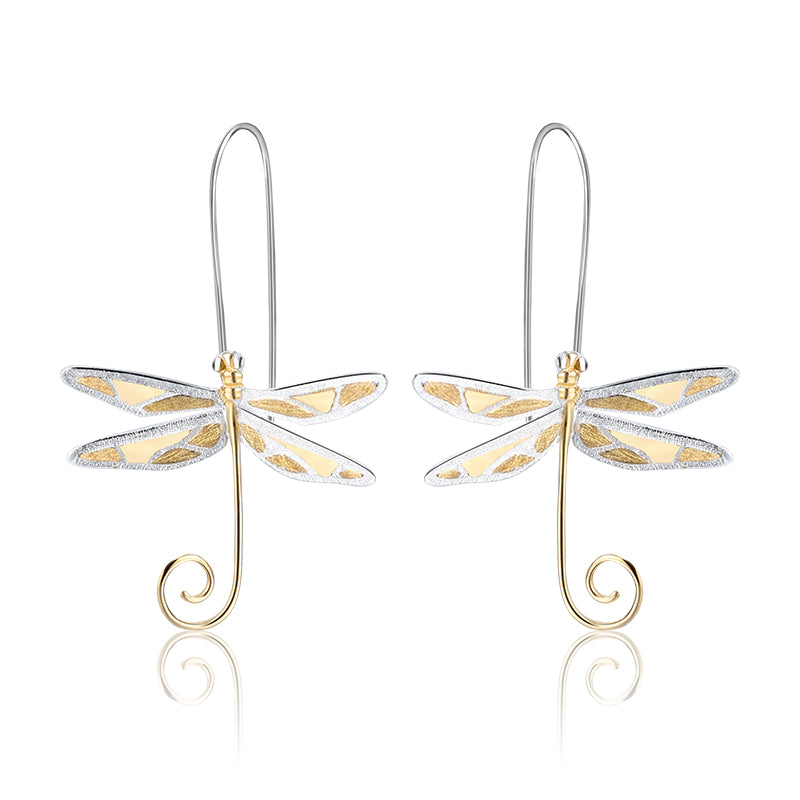 Sterling Silver Dragonfly Drop Earrings