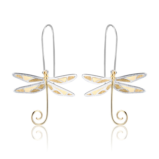 Sterling Silver Dragonfly Drop Earrings