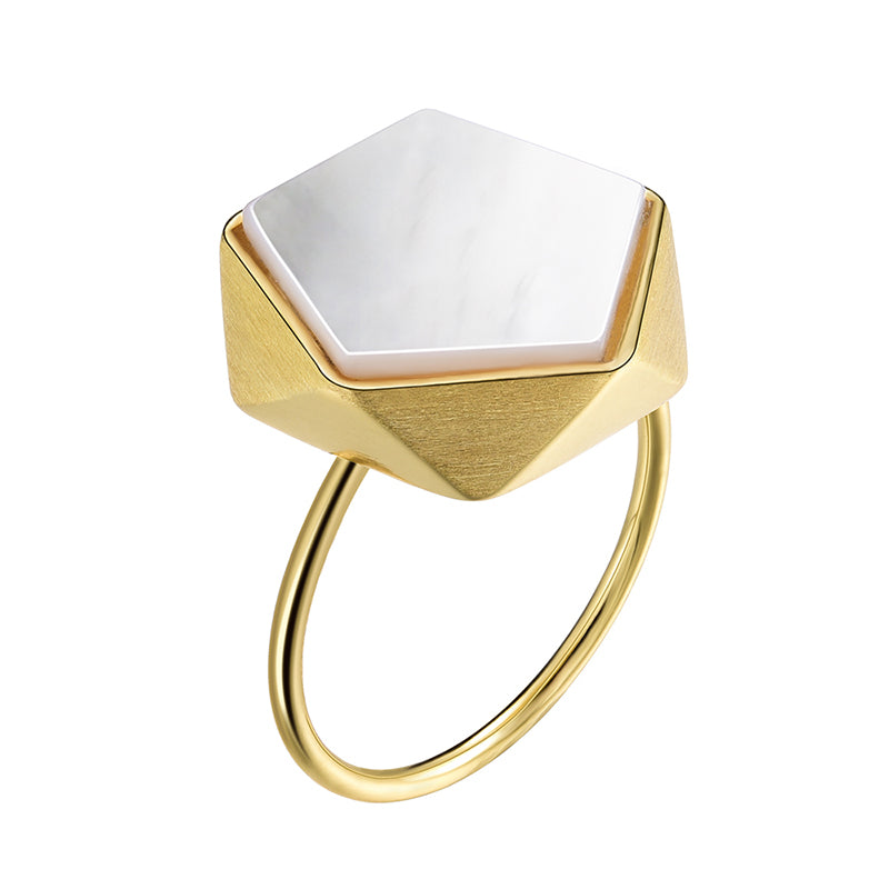 Sterling Silver Five-Point Harmony Natural Shell Ring