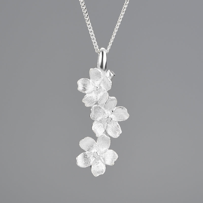 Sterling Silver Forget-me-not Flower Pendant Necklace