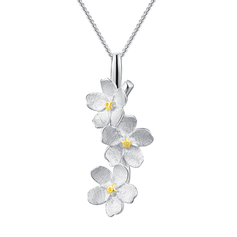 Sterling Silver Forget-me-not Flower Pendant Necklace