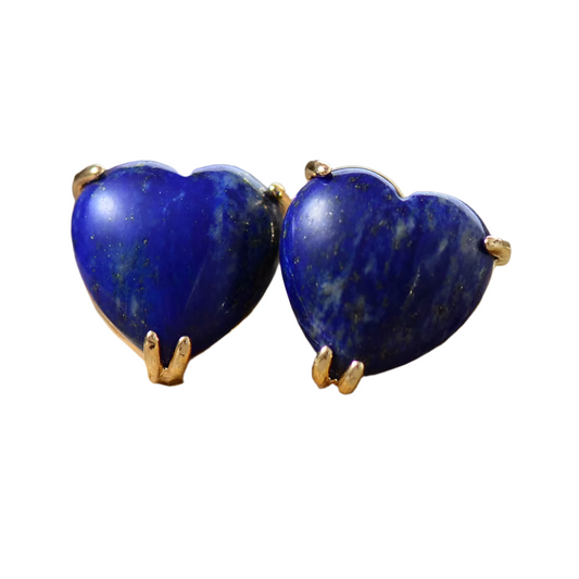 Heart Shape Lapis Lazuli Stud Earrings