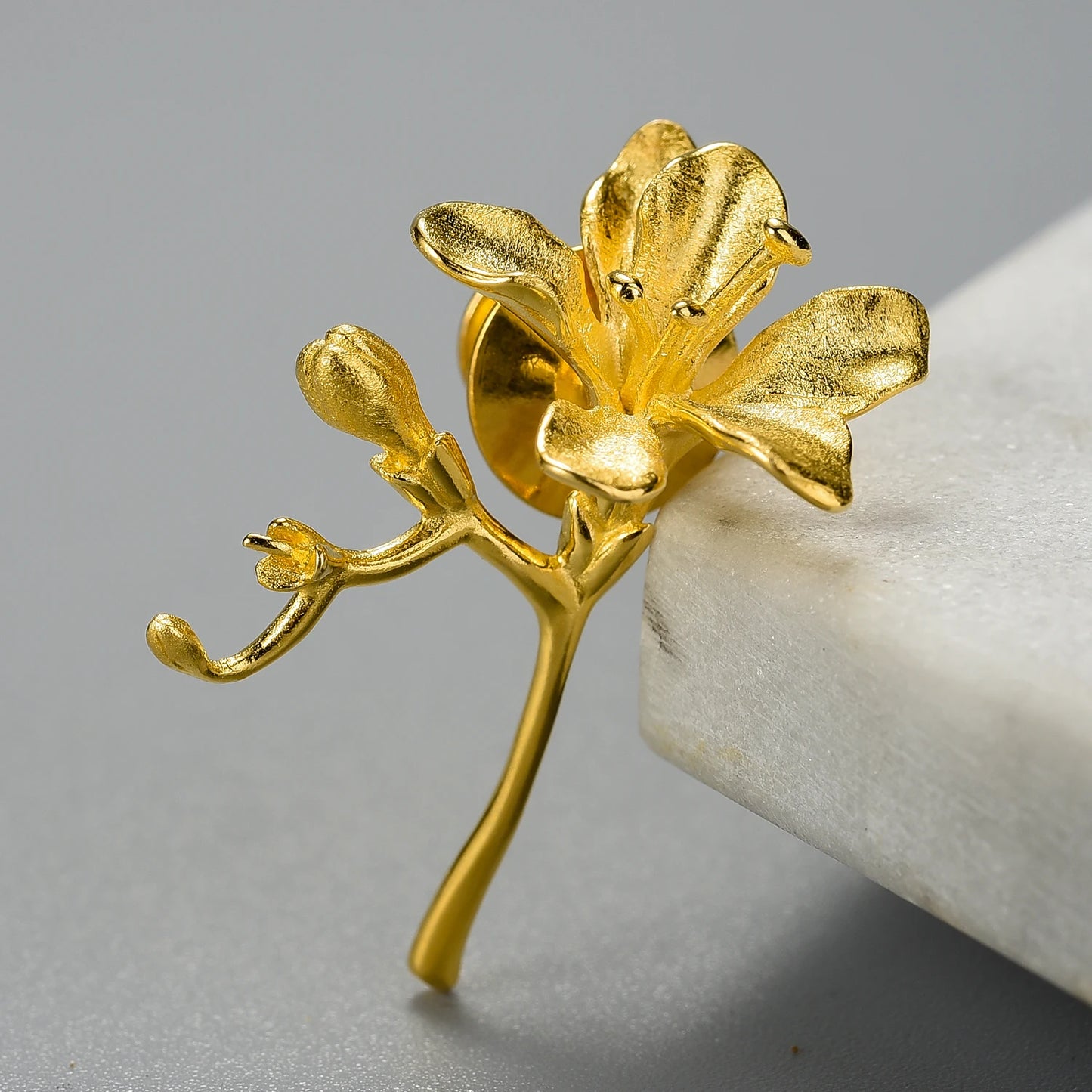 Sterling Silver Freesia Flower Handmade Fine Brooch