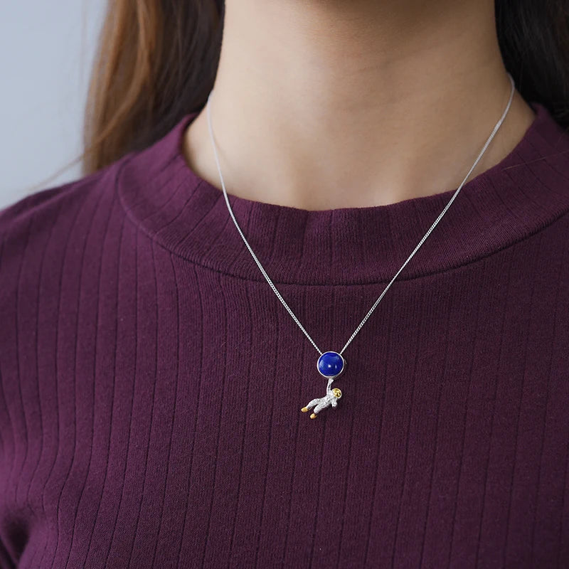Sterling Silver Lapis Lazuli Space Odyssey Necklace