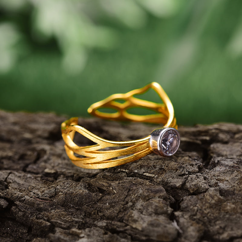 Sterling Silver Hollow Butterfly Wings Adjustable Ring