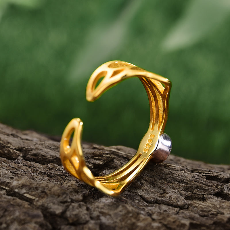 Sterling Silver Hollow Butterfly Wings Adjustable Ring