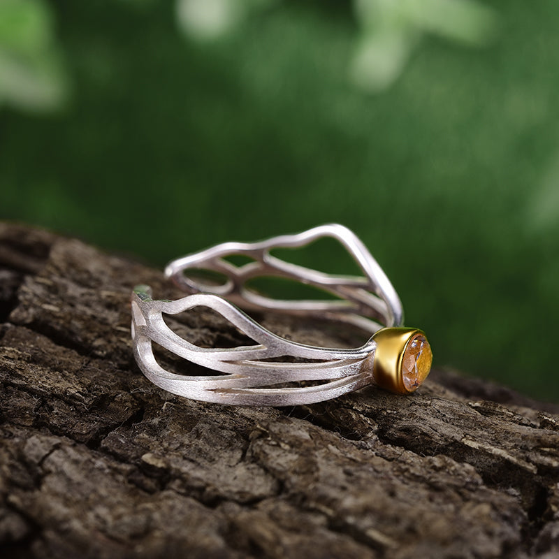 Sterling Silver Hollow Butterfly Wings Adjustable Ring