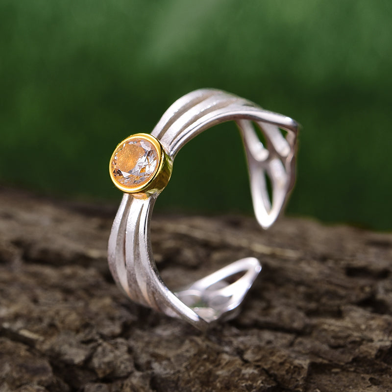 Sterling Silver Hollow Butterfly Wings Adjustable Ring