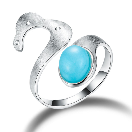 Sterling Silver Amazonite or Agate Vintage Ring