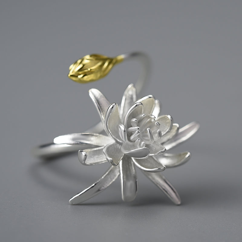 Sterling Silver Cereus Flower Adjustable Ring