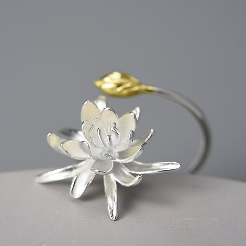 Sterling Silver Cereus Flower Adjustable Ring