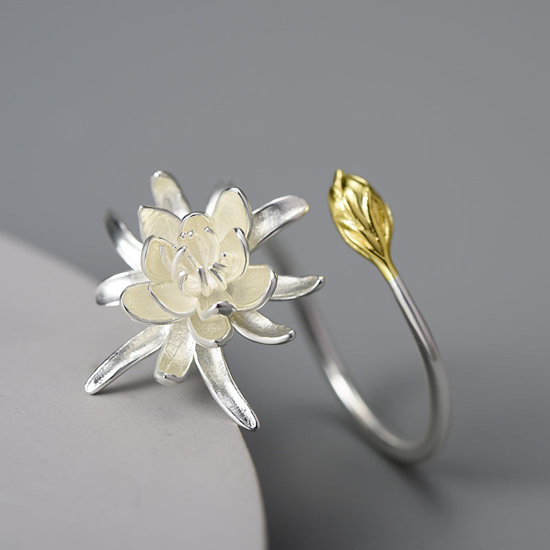 Sterling Silver Cereus Flower Adjustable Ring