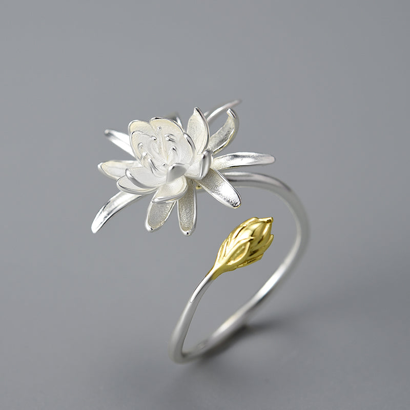 Sterling Silver Cereus Flower Adjustable Ring