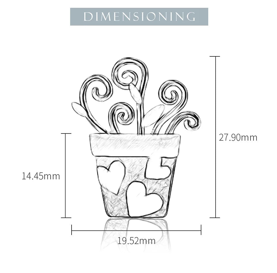 Sterling Silver Romantic Flowerpot Handmade Fine Brooch