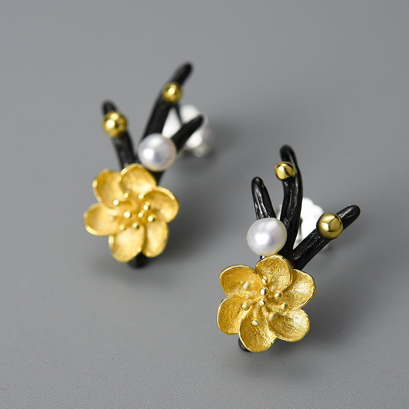 Sterling Silver Snow Flower Stud Earrings