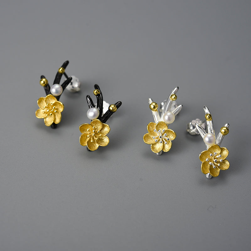 Sterling Silver Snow Flower Stud Earrings