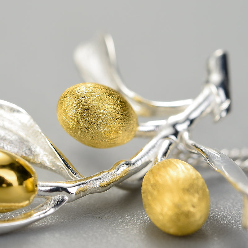 Sterling Silver Olive Tree Branch Pendant and Chain (Chain is optional)
