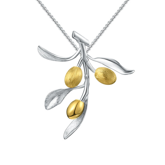 Sterling Silver Olive Tree Branch Pendant and Chain (Chain is optional)