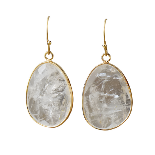 Ethnic Clear Quartz Hook Dangle Earrings