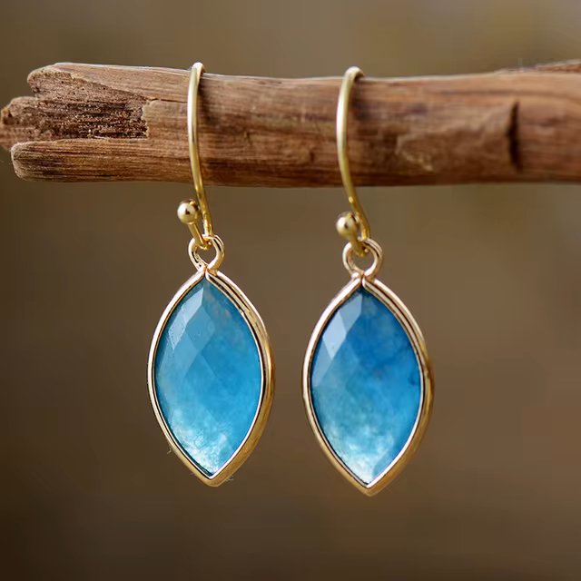 Modernism Marquise Blue Quartz Dangle Earrings