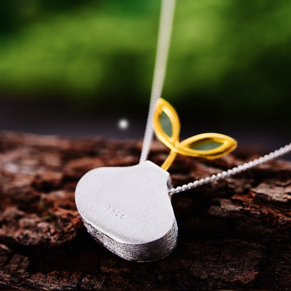 Sterling Silver Aventurine Air Leaf Pendant (Chain not included)