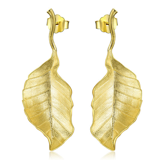 Autumn Large Leaves Stud Earrings