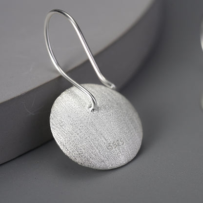 Sterling Silver Unusual Small Bamboo Leaves Round Dangle Earrings