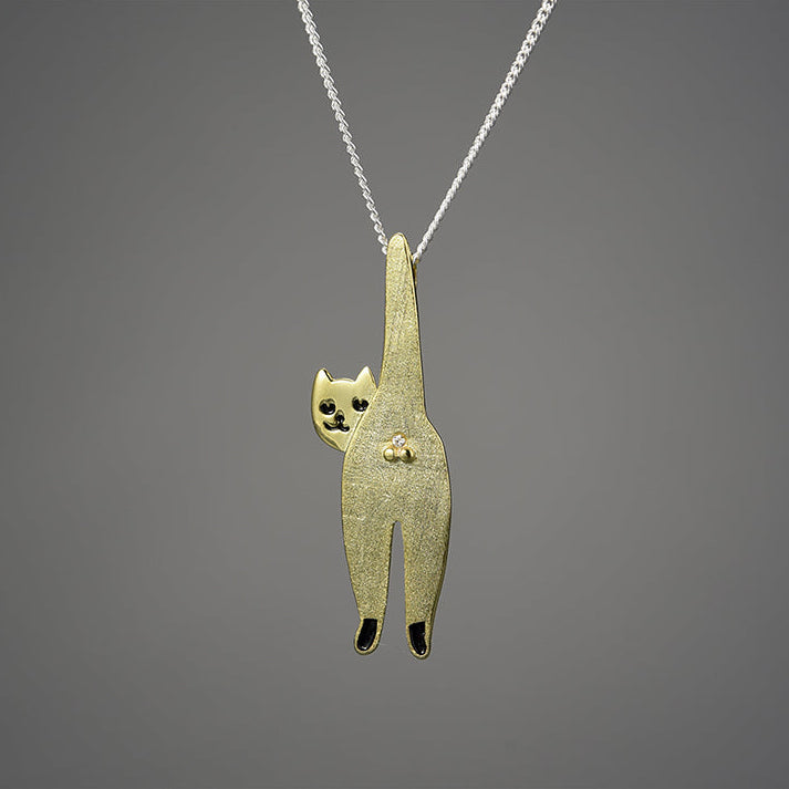 Sterling Silver Cute Kitty Pendant Necklace