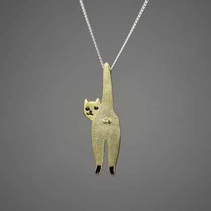 Sterling Silver Cute Kitty Pendant Necklace