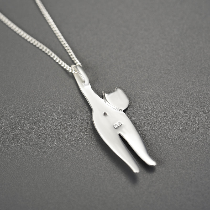 Sterling Silver Cute Kitty Pendant Necklace