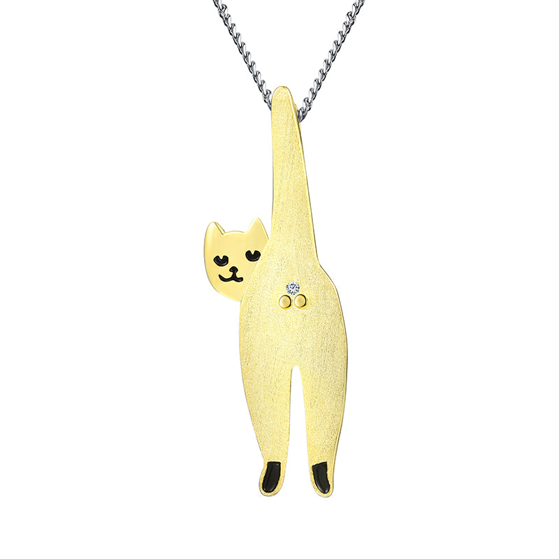 Sterling Silver Cute Kitty Pendant Necklace