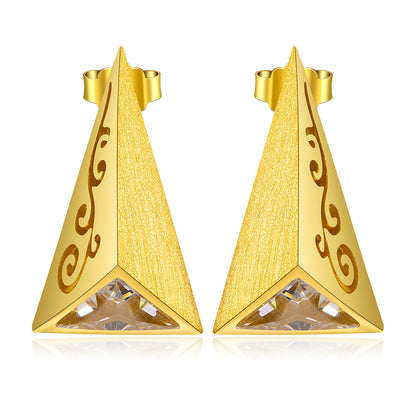 Sterling Silver Delicate Pyramid Stud Earrings