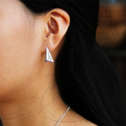 Sterling Silver Delicate Pyramid Stud Earrings