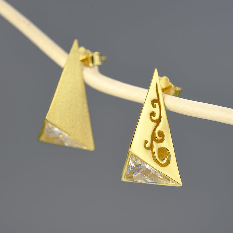 Delicate Pyramid Stud Earrings