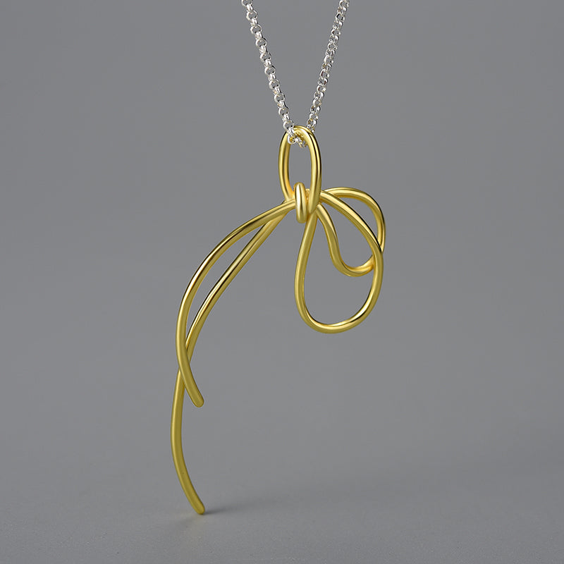 Sterling Silver Fancy Knot Long Tassel Pendant Chain (Chain is optional)