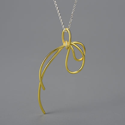 Sterling Silver Fancy Knot Long Tassel Pendant Chain (Chain is optional)