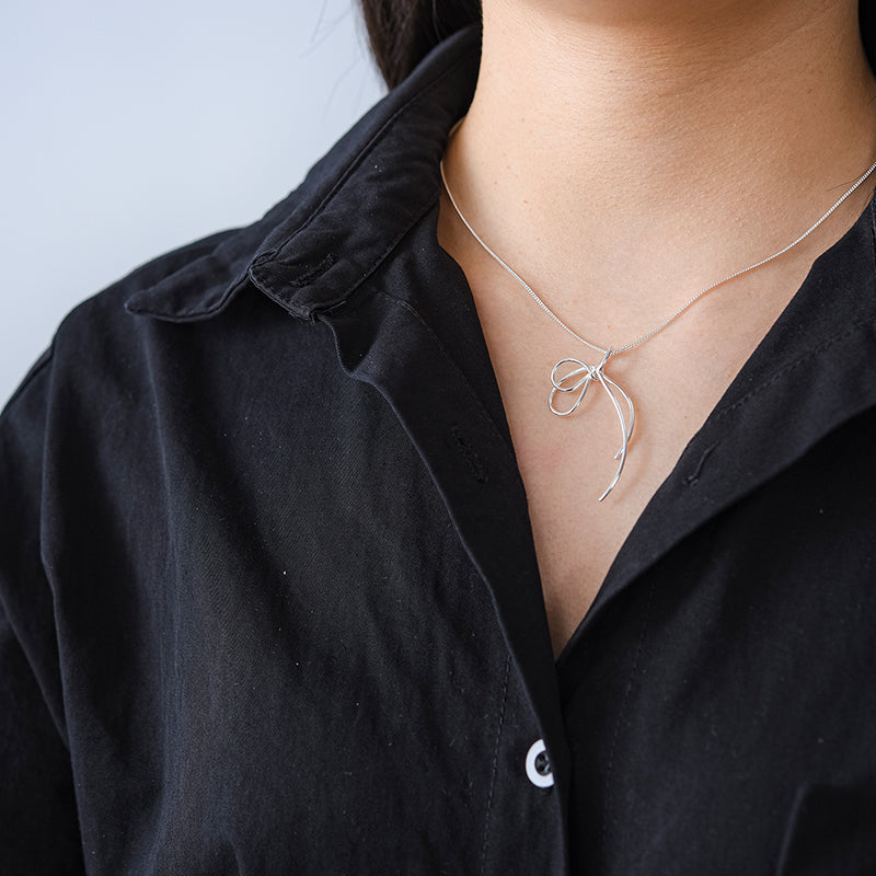 Sterling Silver Fancy Knot Long Tassel Pendant Chain (Chain is optional)