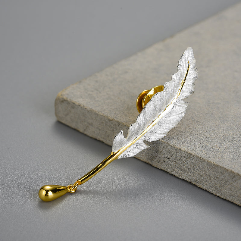 Long Goose Feather Handmade Brooch