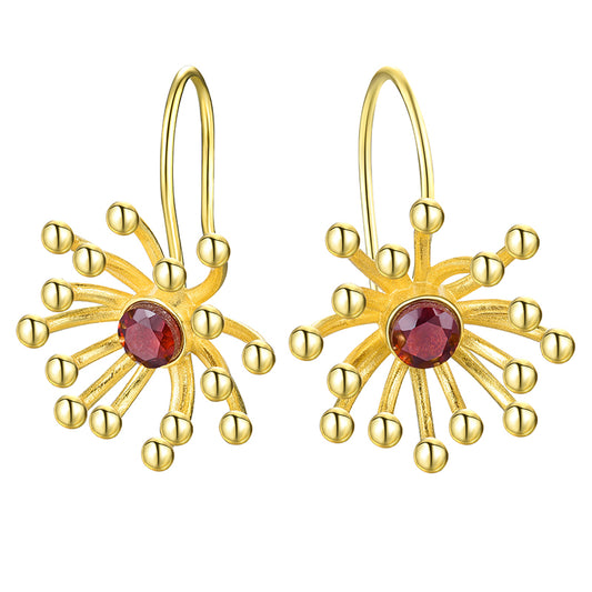 Red Garnet Bright Fireworks Dangle Earrings