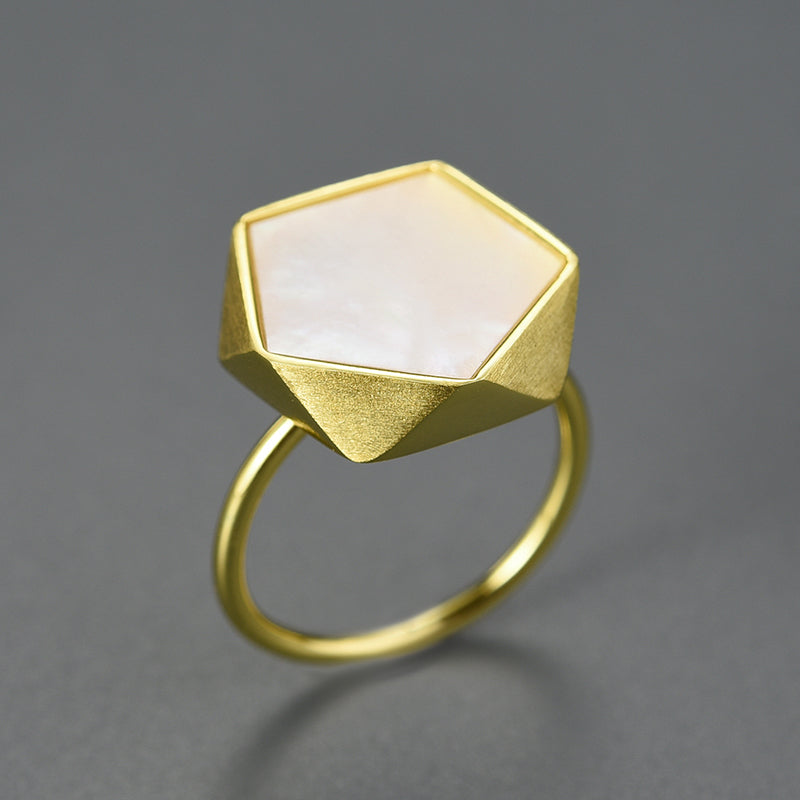 Sterling Silver Five-Point Harmony Natural Shell Ring