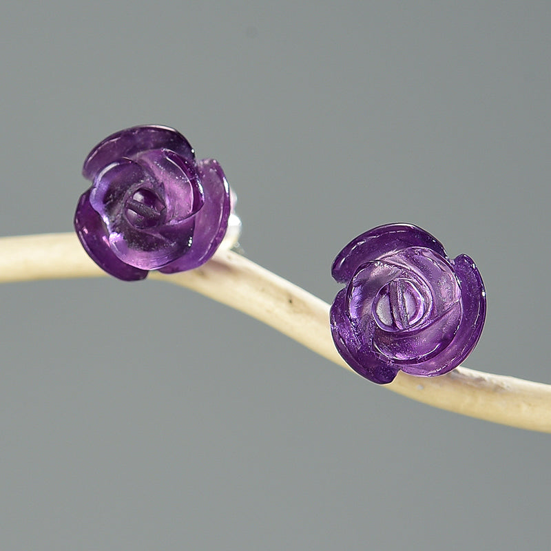 Crystal Quartz Flower Stud Earrings